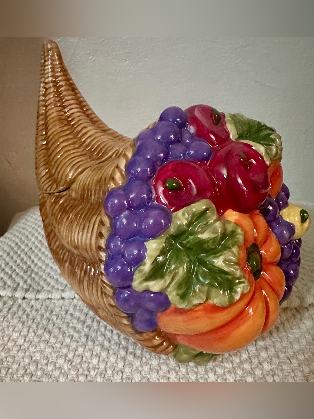 Vintage David's Cookies Colorful Cornucopia Cookie Jar Fall Home Decor Serving